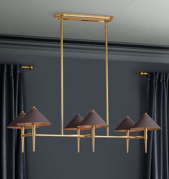 Rhone Linear Chandelier, 48" Width in Metal Shades