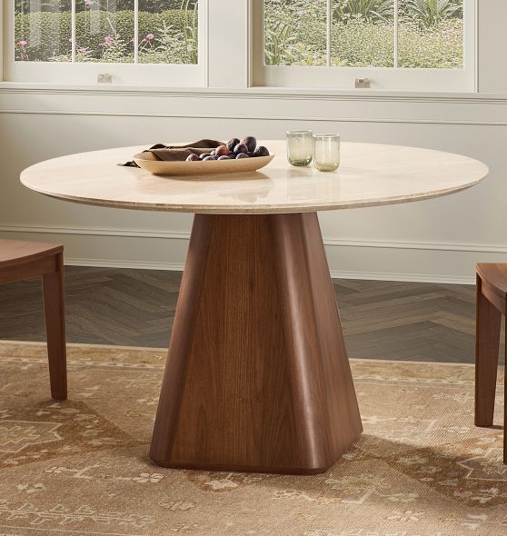 Harby Marble Dining Table, 48-60" Round